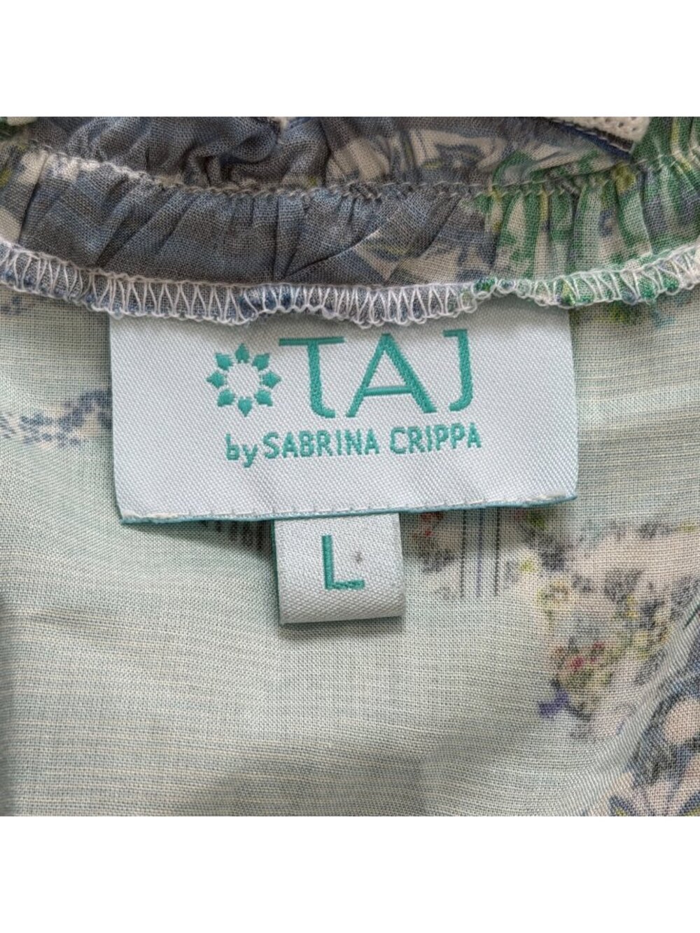Taj By Sabrina Crippa Womens Size L Tiered Dress Sleeveless Blue Green Patchwork - Picture 4 of 7